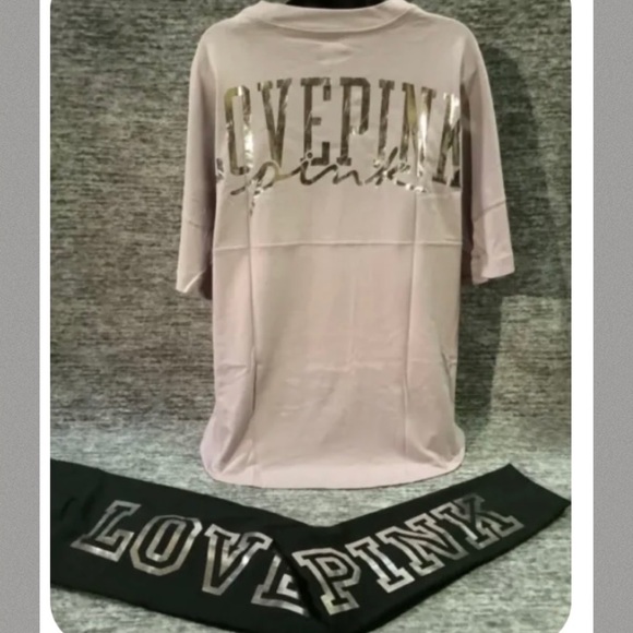 Victoria Secret Pink large XLarge Varsity Short
Sleeved Bling Tee Huge Back VS - Picture 3 of 11